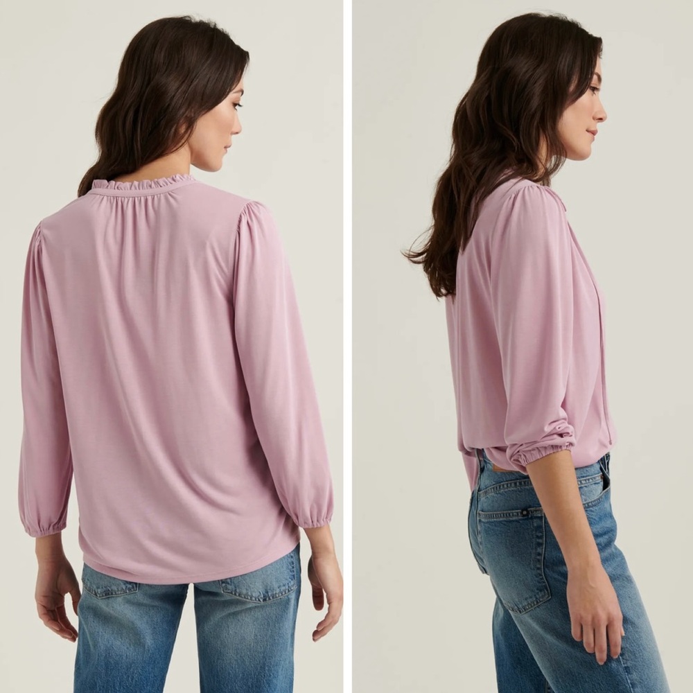 Lucky Brand *Green* Sandwash Ruffled Peasant Top - Picture 3 of 14